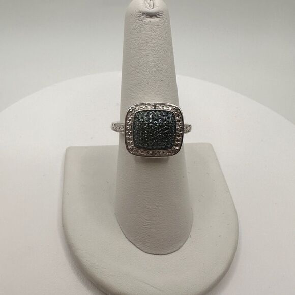 SALE! Beautiful genuine fancy blue diamond silver tone ring!! - Picture 7 of 7